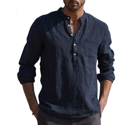 Metro Men's Linen Button Vintage Shirt