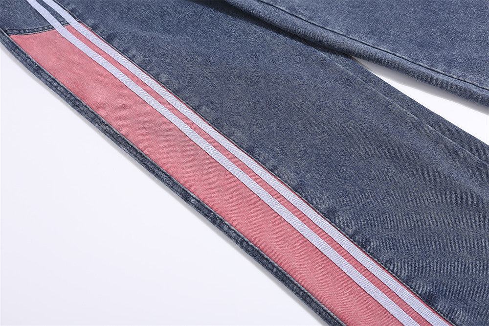 Indigo Men's Striped Straight Jeans