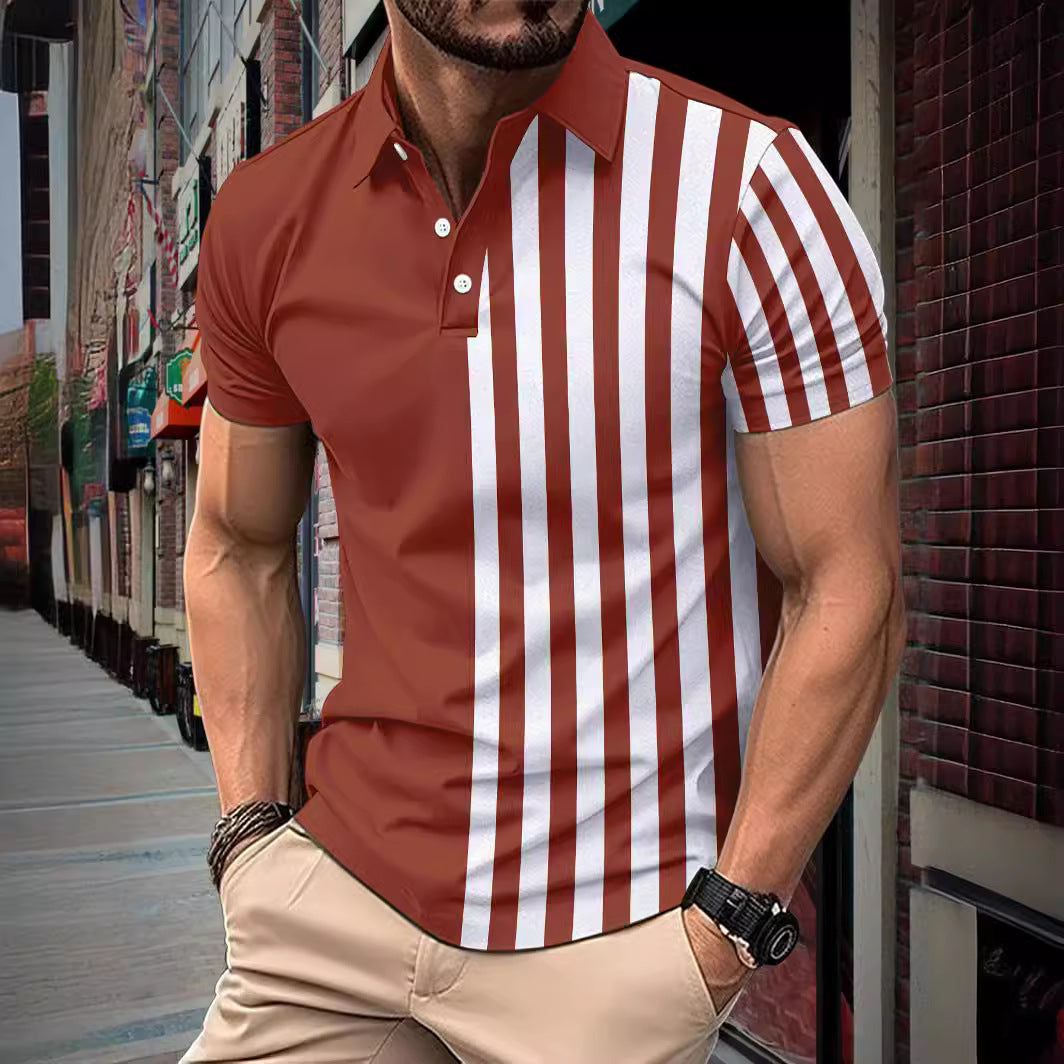 Metro Arden Men's Lapel Striped Polo Shirt