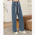 Indigo Wide-Leg Straight Jeans