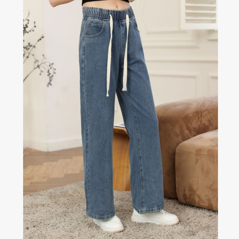 Indigo Wide-Leg Straight Jeans