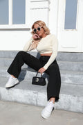 Indigo Ripped Wide-Leg Jeans