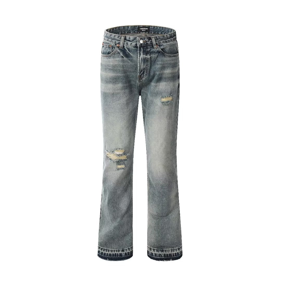 Indigo Men's Relaxed Straight Ripped Jeans