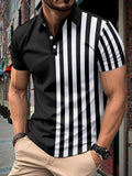 Metro Arden Men's Lapel Striped Polo Shirt