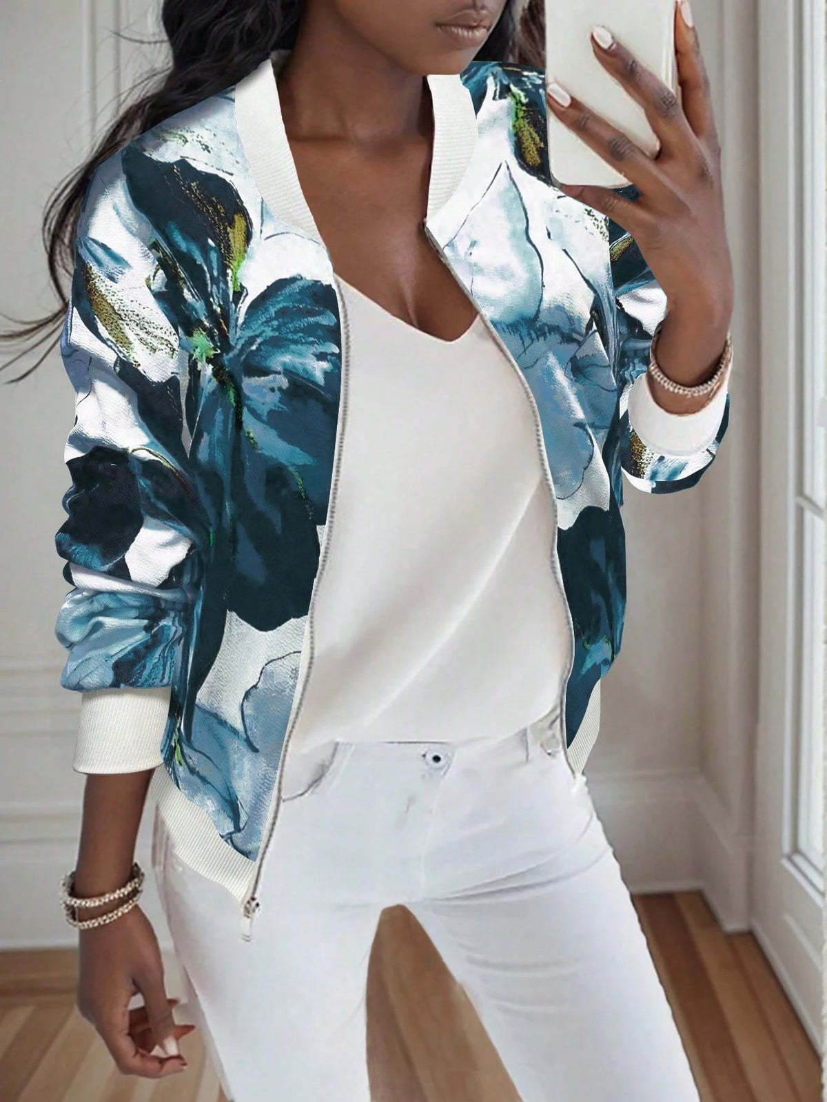 Quill Zip Printed Jacket
