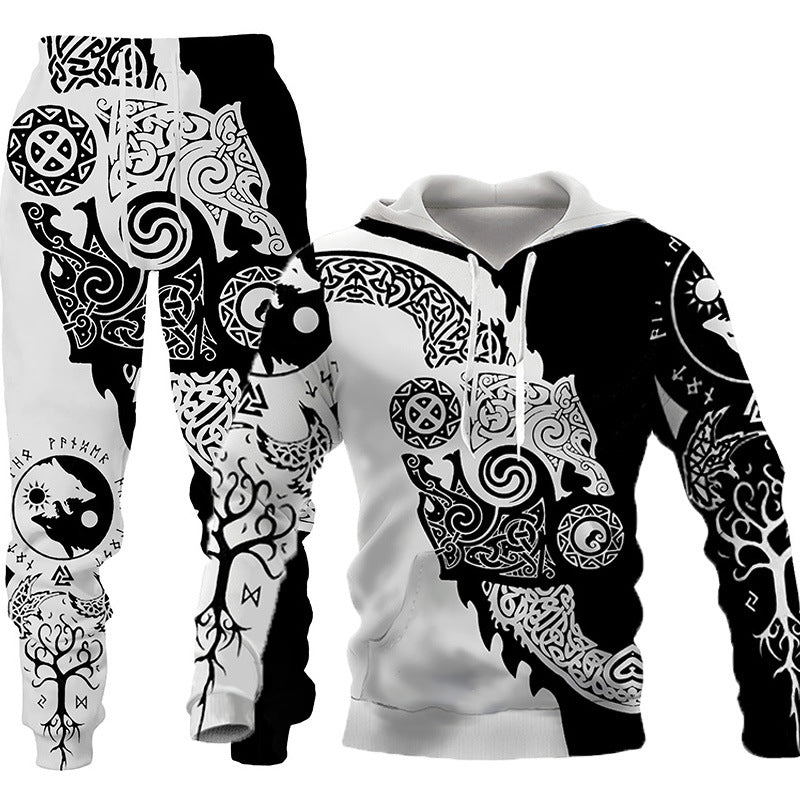 District Men's Hooded Printed 3D-Print Tracksuit
