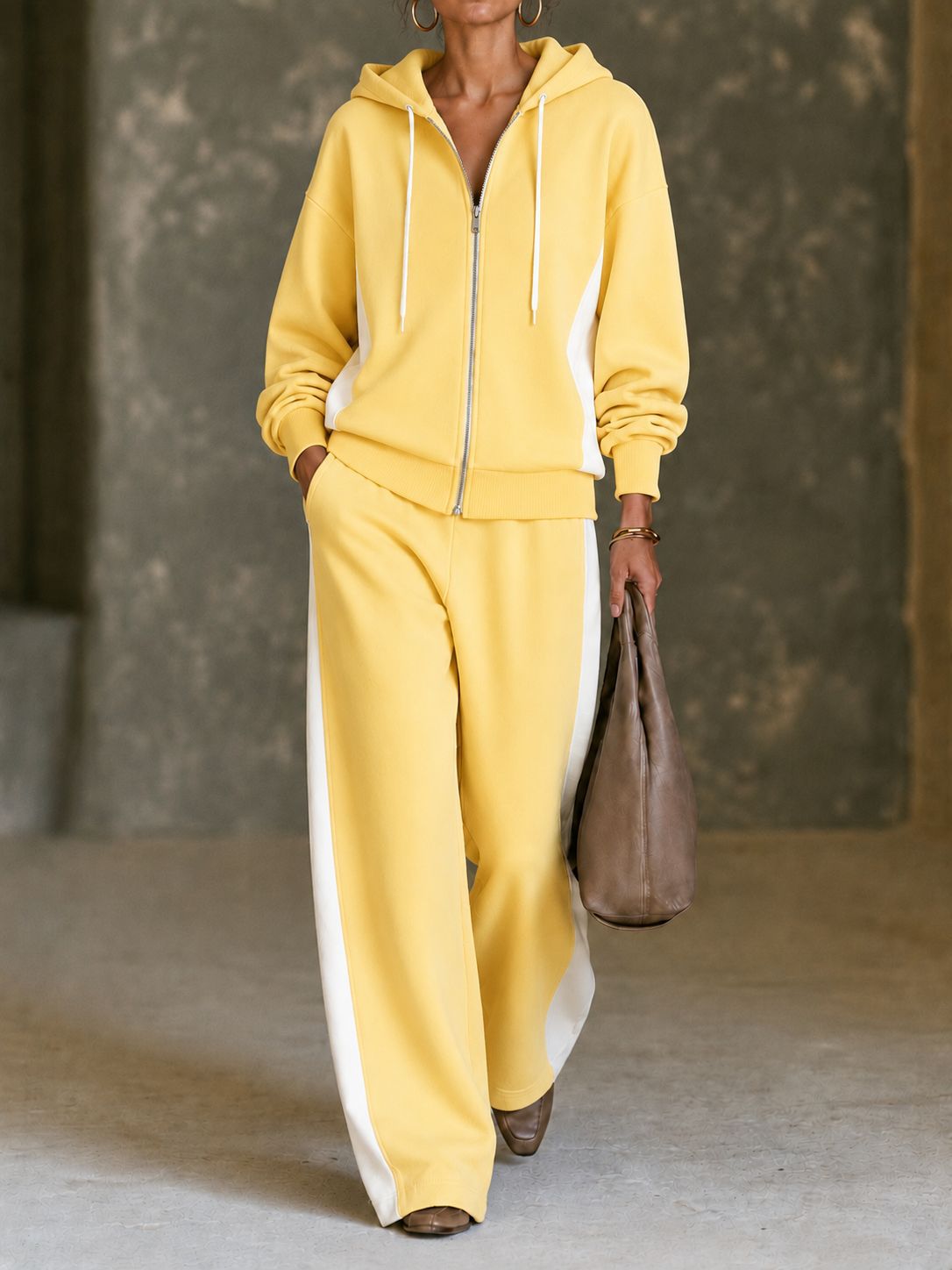 Sera Wide-Leg Zip-Up Colour-Block Tracksuit