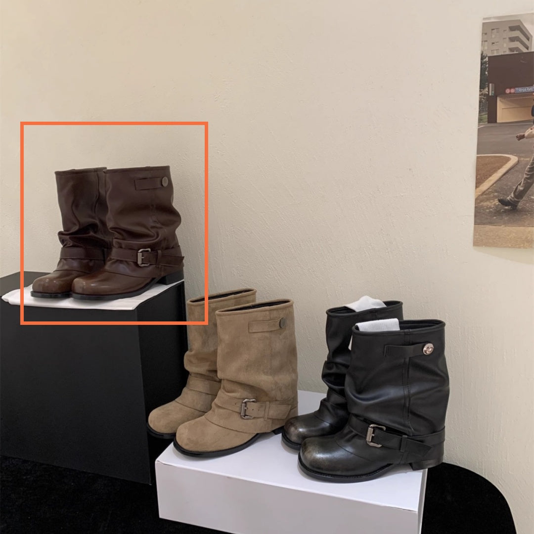Stride Chunky Pleated Ankle Boots