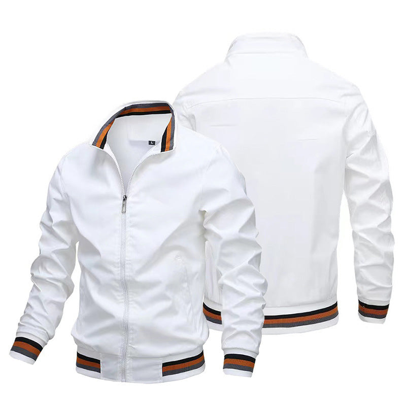 District Men's Zip-Up Stand-Collar Striped Bomber Jacket