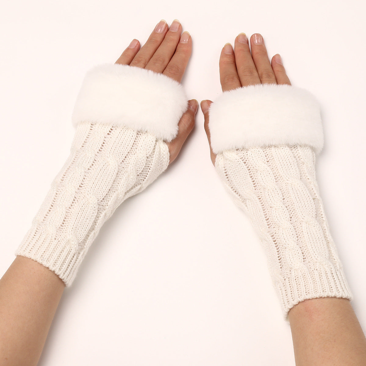 Ember Wool Cable-Knit Knit Arm Warmers