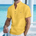 Archive Men's Linen Short-Sleeve Stand-Collar T-Shirt