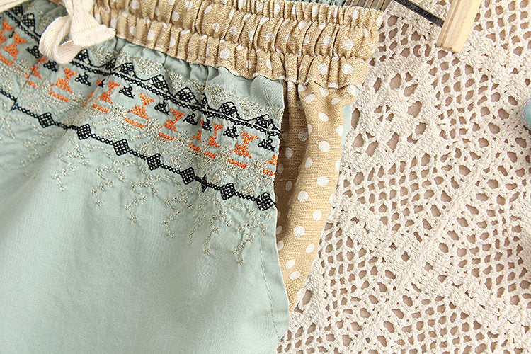 Flow Linen Cotton Embroidered Trousers