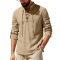 Metro Men's Linen Long-Sleeve Henley Shirt