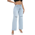 Indigo Ripped Wide-Leg Jeans