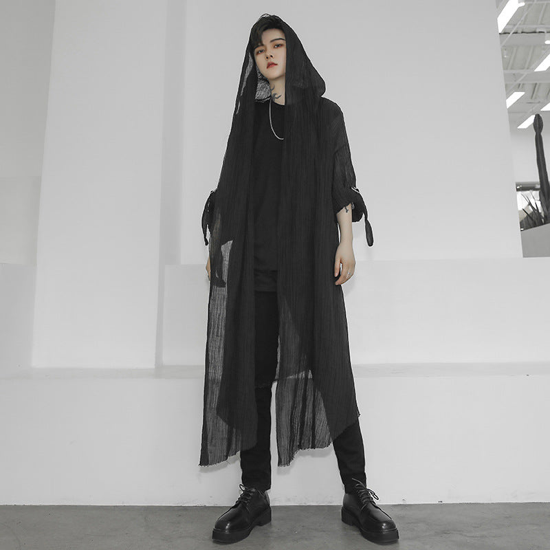 Metro Men's Long Hooded Linen Shirt