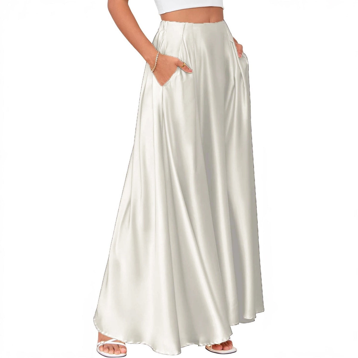 Sway Satin High-Waist Maxi Midi Skirt
