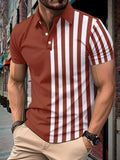 Metro Arden Men's Lapel Striped Polo Shirt