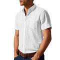 Metro Men's Short-Sleeve Solid Linen Shirt