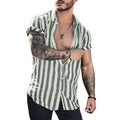 Metro Men's Linen Lapel Striped Cardigan