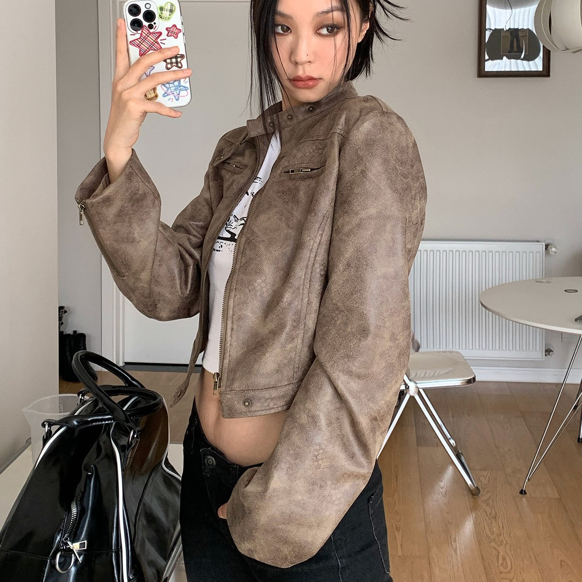 Halo Short Leather Jacket