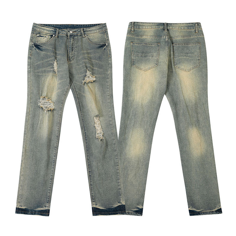 Indigo Men's Ripped Straight Jeans