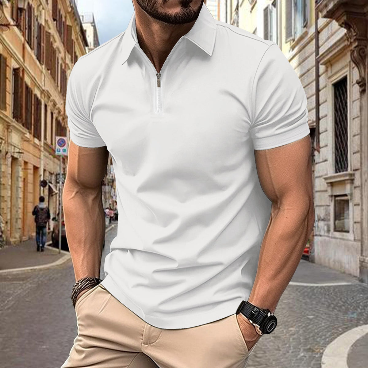 Metro Men's Zip Lapel Top