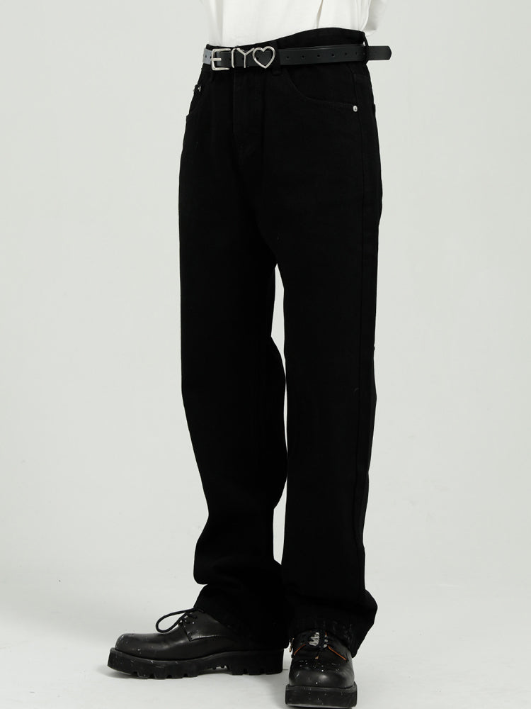 Indigo Relaxed Straight Zip Jeans