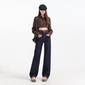 Indigo Fleece-Lined Thick Straight Jeans