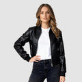 Halo Faux-Leather Leather Cropped Jacket