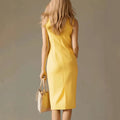 Nova Stand-Collar Contrast Midi Dress
