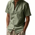 Metro Men's Short-Sleeve Solid Linen Shirt