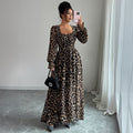 Nova Long-Sleeve Leopard Printed Maxi Dress