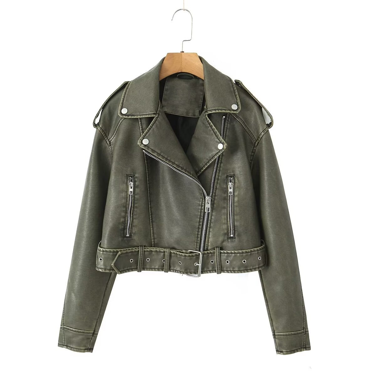Halo Leather Washed Biker Jacket