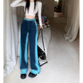 Indigo Wide-Leg Contrast Jeans