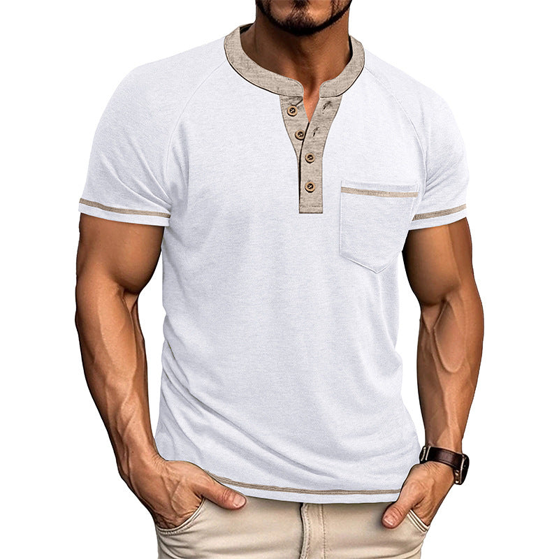 Metro Men's Short-Sleeve Button Vintage Henley Shirt