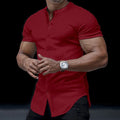 Metro Men's Stand-Collar Solid Henley Shirt