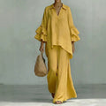 Sera Wide-Leg V-Neck Ruffled Tracksuit