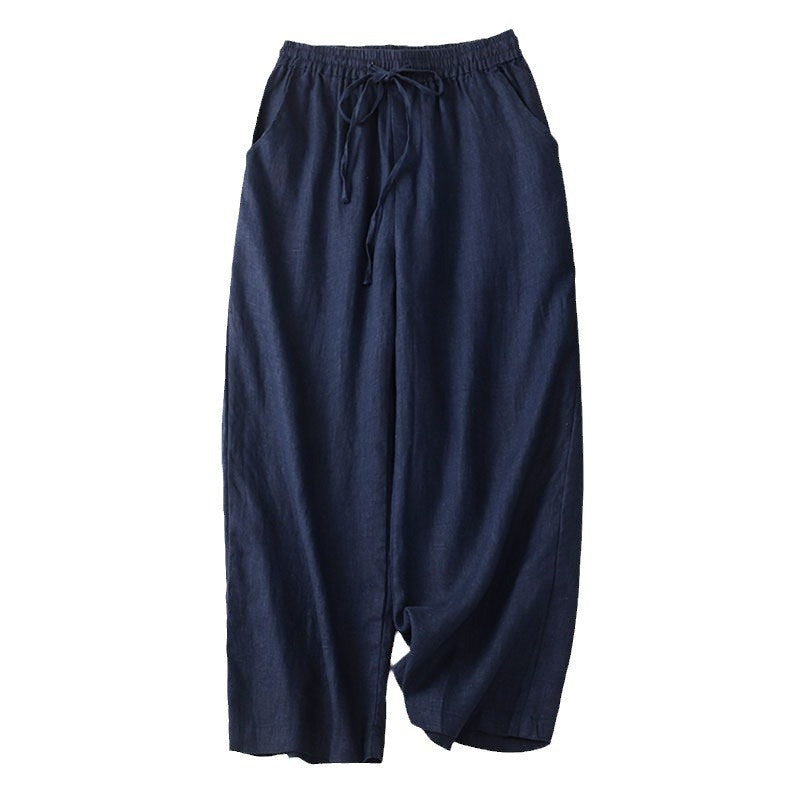 Flow Linen Cotton Cropped Wide-Leg Trousers