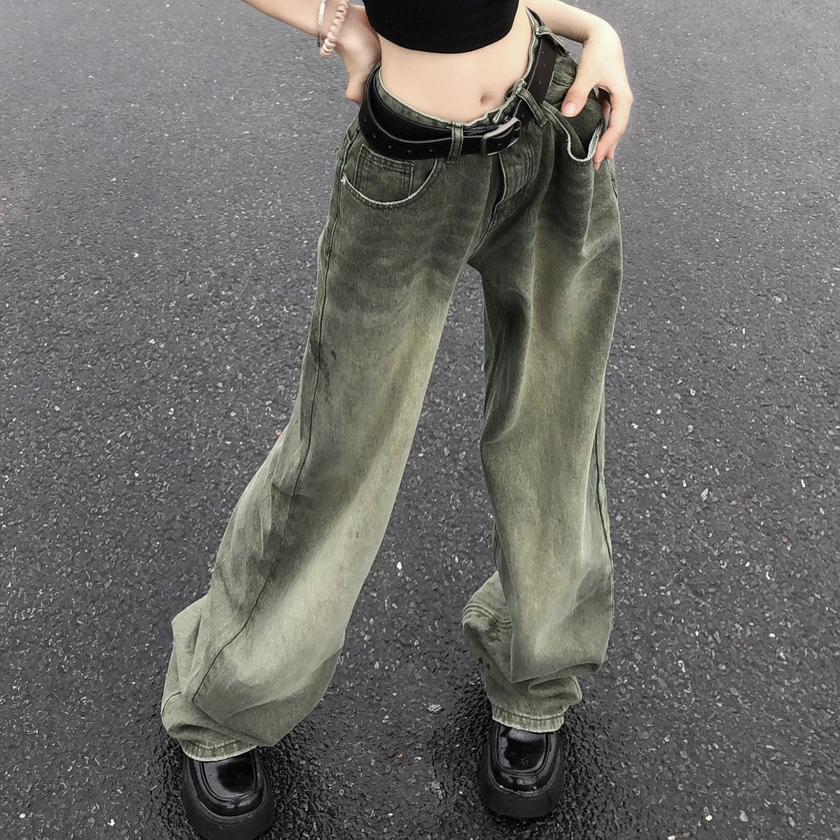 Indigo Washed Straight Jeans