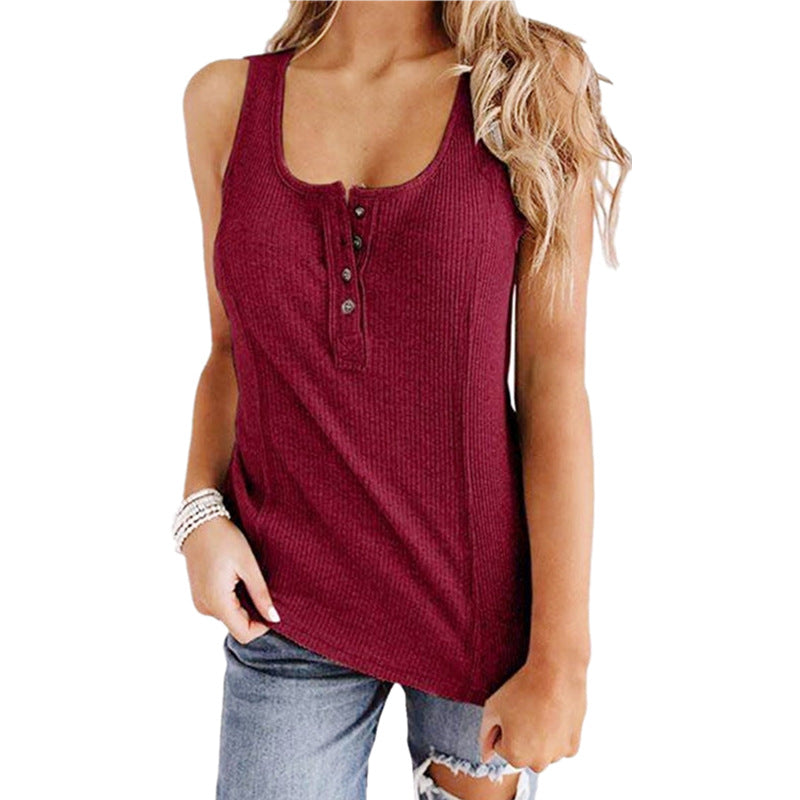 Aurelia Button Solid Tank Top