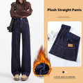 Indigo Fleece-Lined Thick Straight Jeans
