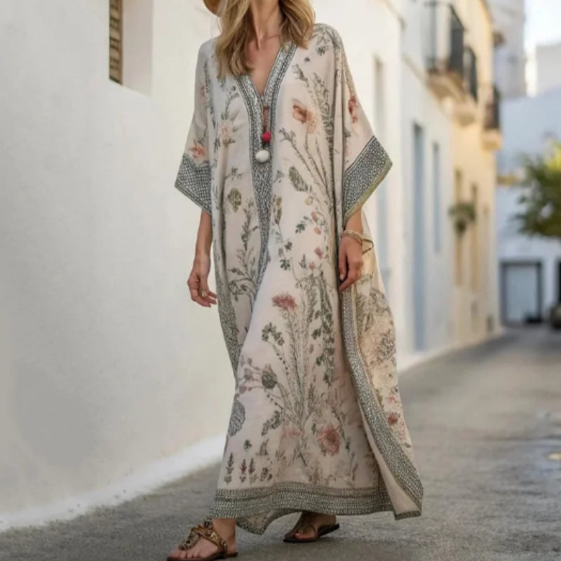 Nova Linen Long-Sleeve Maxi Dress
