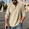 Metro Men's Corduroy Long-Sleeve Retro Henley Shirt