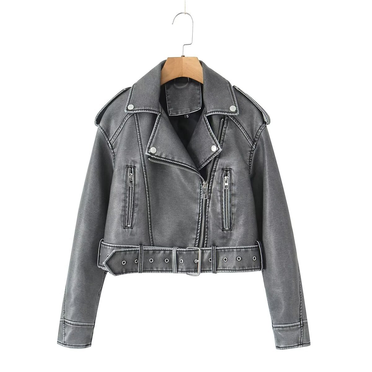 Halo Leather Washed Biker Jacket
