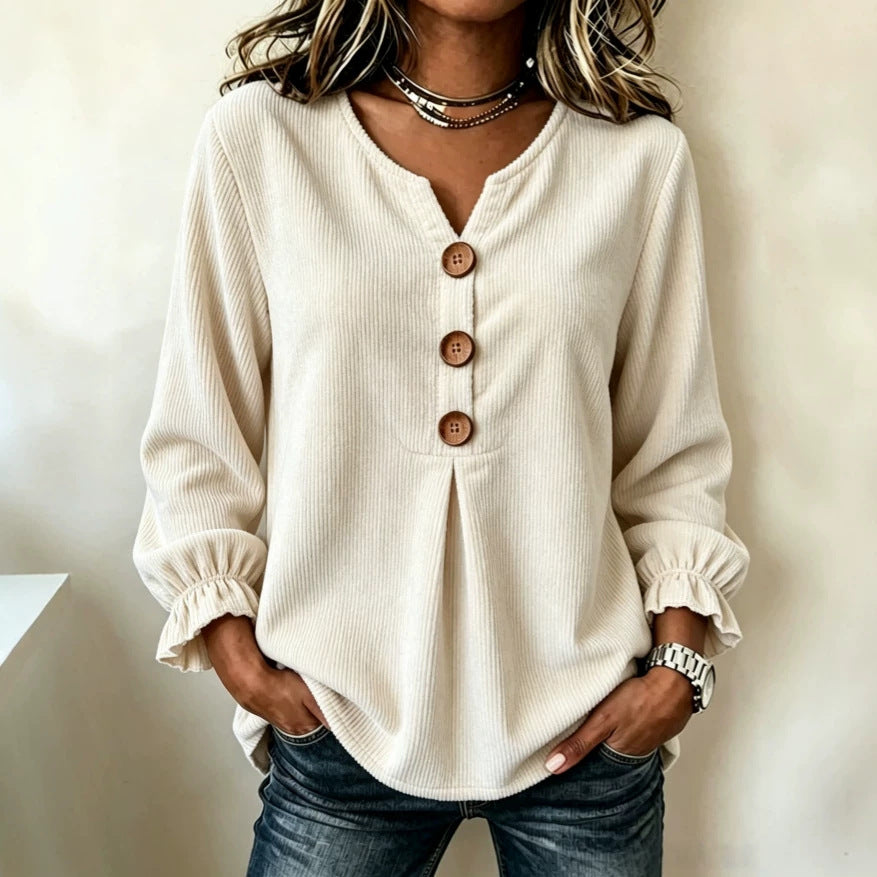 Aurelia Corduroy Long-Sleeve Blouse