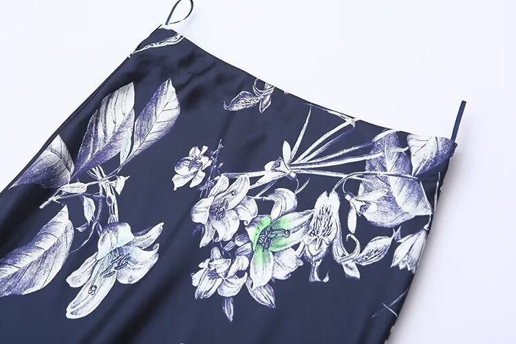Sway Satin Midi Floral Skirt