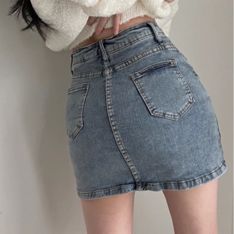Sway High-Waist Retro Denim Skirt