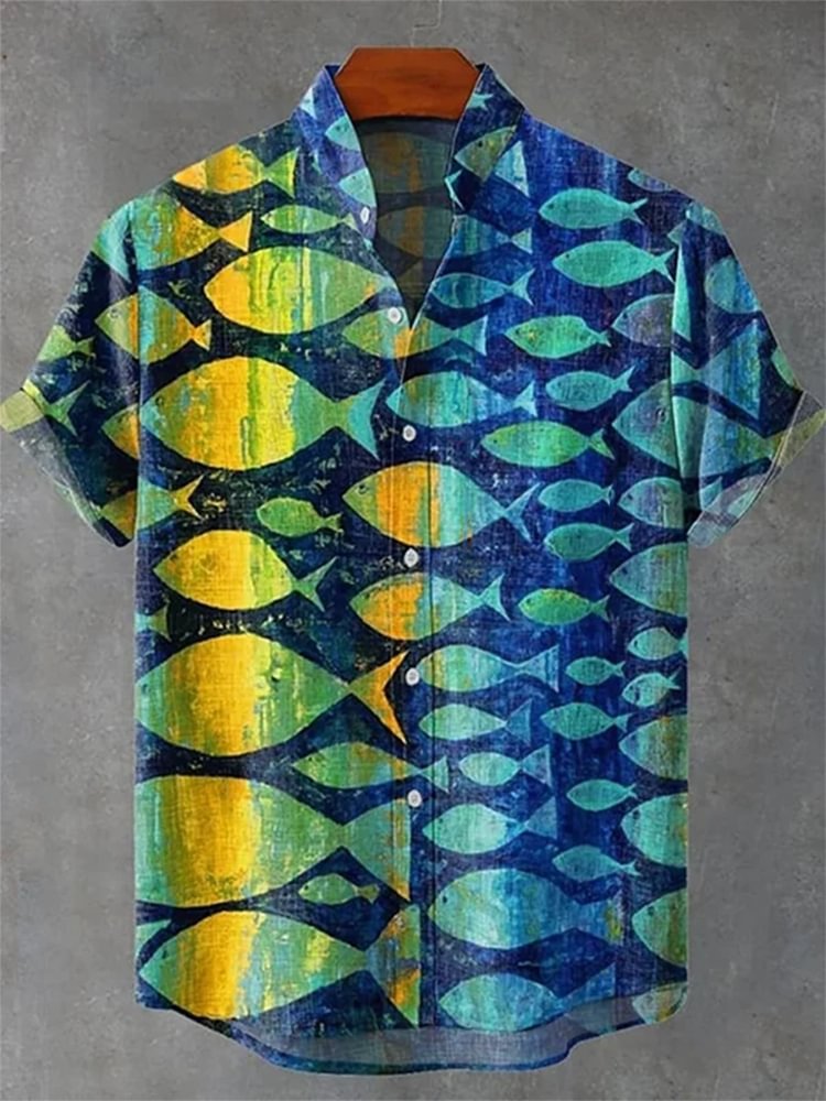 Metro Men's Linen Short-Sleeve Button Shirt
