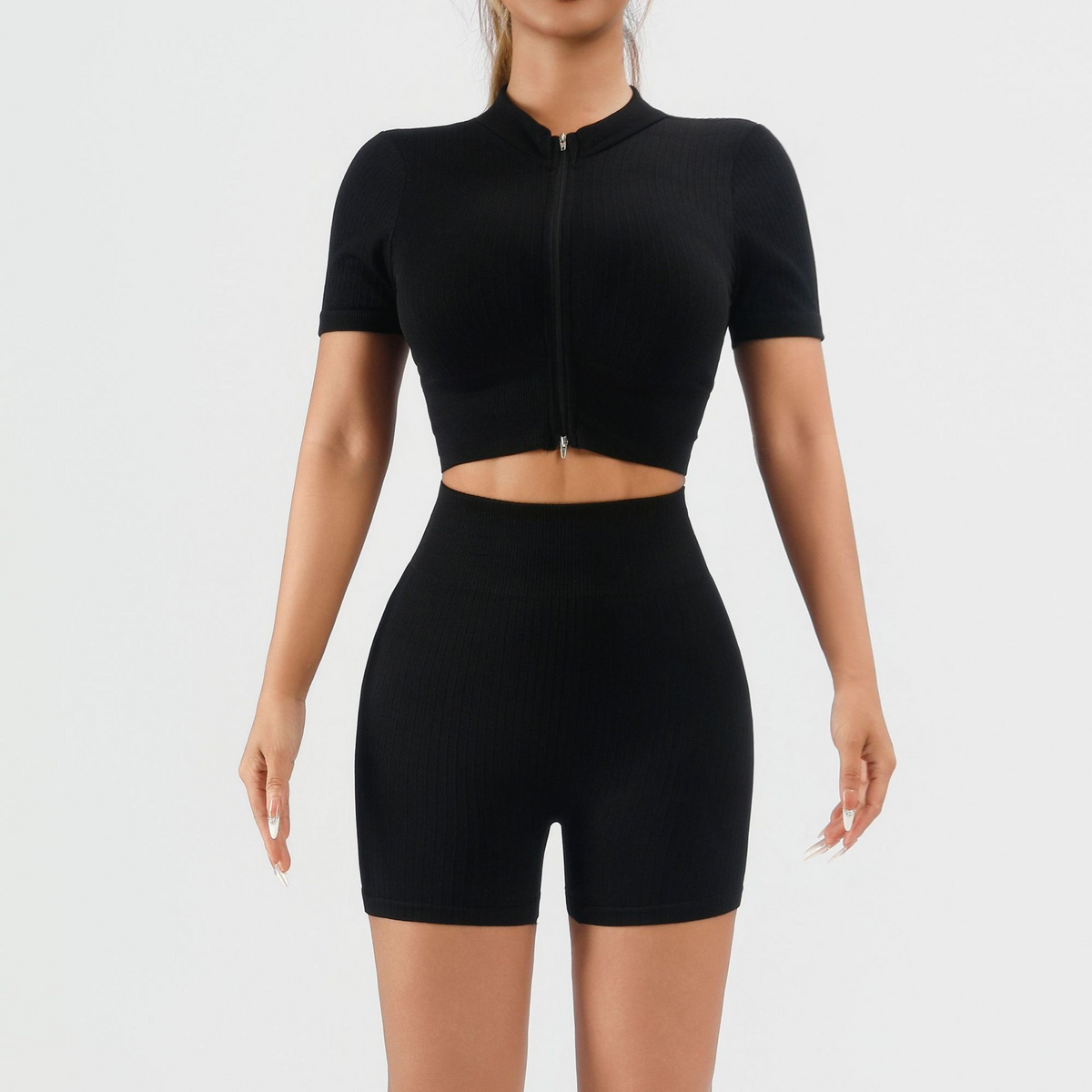 SculptForm Ribbed Seamless High-Waist Crop Top