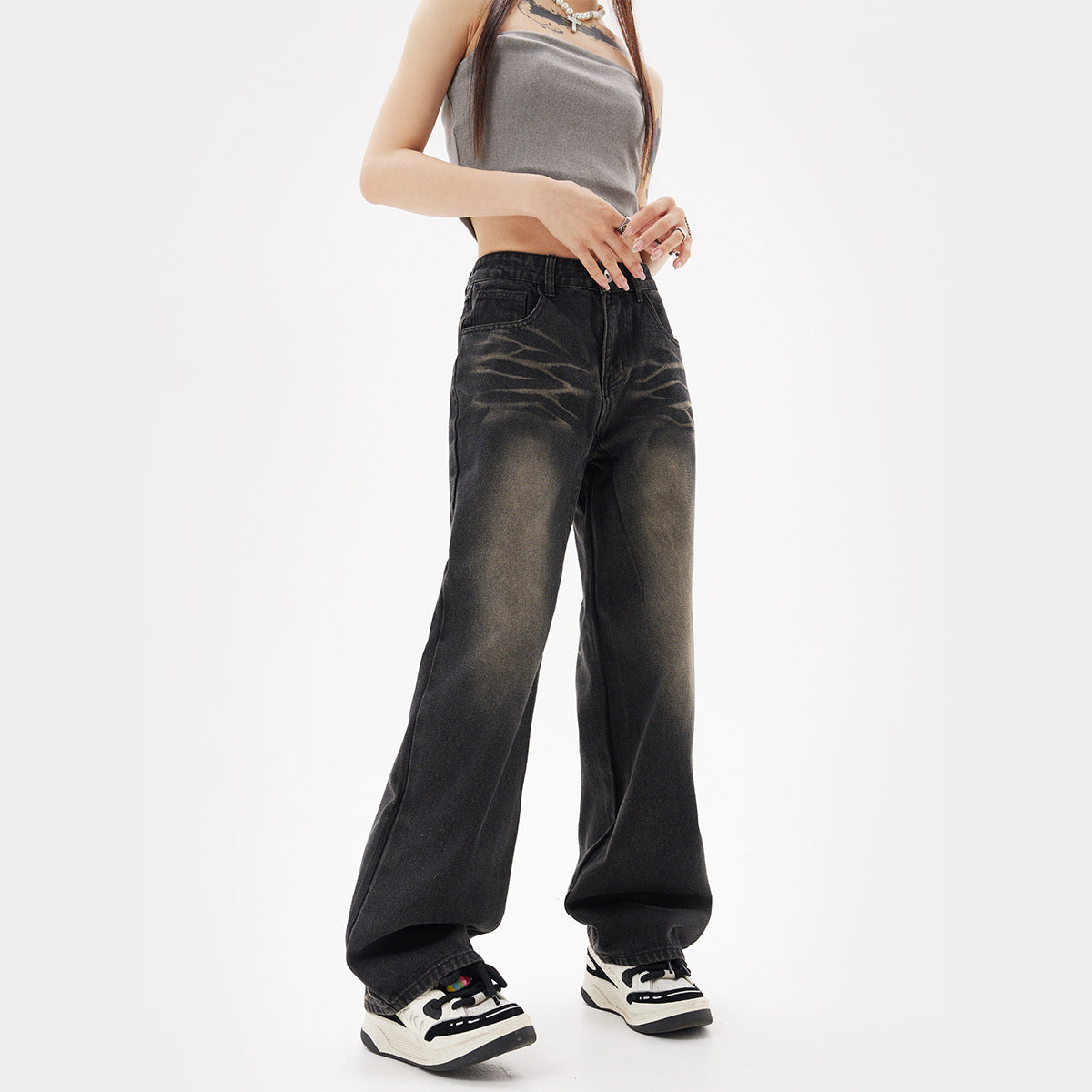 Indigo Men's Retro Gradient Straight Jeans